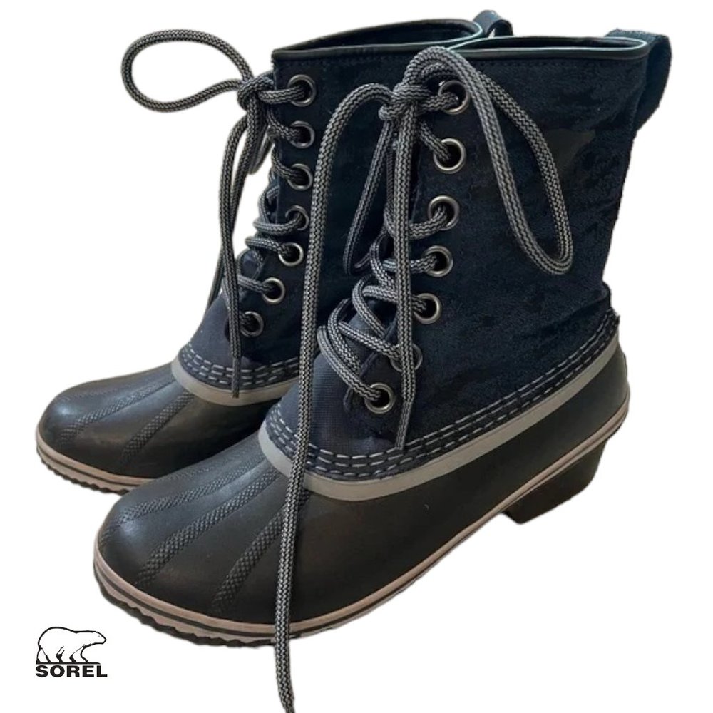 Sorell Slimpack 1964 Boots Waterproof Boots Navy Black Lace-Up Women's 8